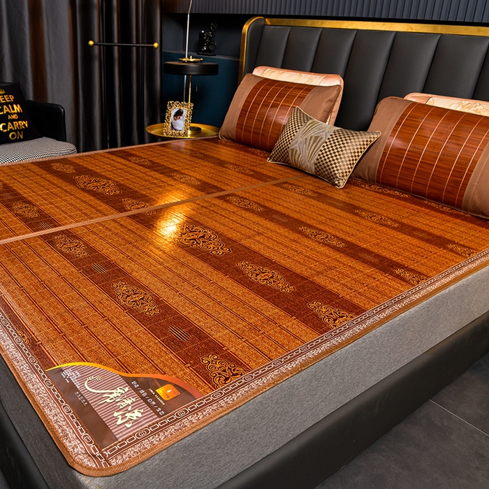 91家纺网 家纺一手货源 找家纺 苏迪凉席竹席2025新款竹席凉席冰丝席碳化双面印花藤草席 祥云