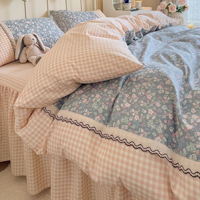 91家纺网 家纺一手货源 找家纺 （总）安莱生活 2025 全棉小碎花刺绣花边款四件套