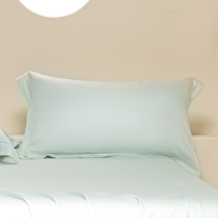 91家纺网 家纺一手货源 找家纺 涵宸家纺  2025新款天丝-天丝棉-纯色单枕套-场景2 枕套-空绿