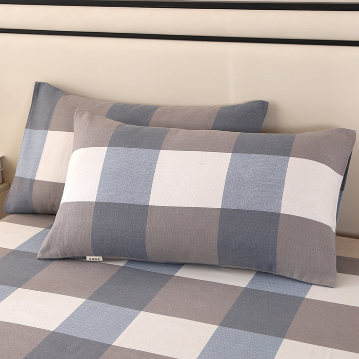 91家纺网 家纺一手货源 找家纺 望淮家纺 2025新款老粗布凉席床单三件套 蓝大格