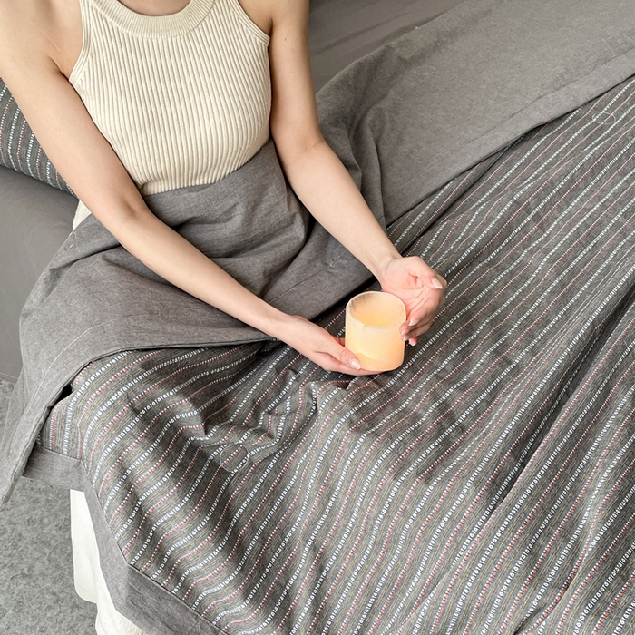 91家纺网 家纺一手货源 找家纺 吾诺 2025 全棉色织提花水洗棉大豆夏被子被芯全棉夏被四件套夏凉被空调被 摩卡灰