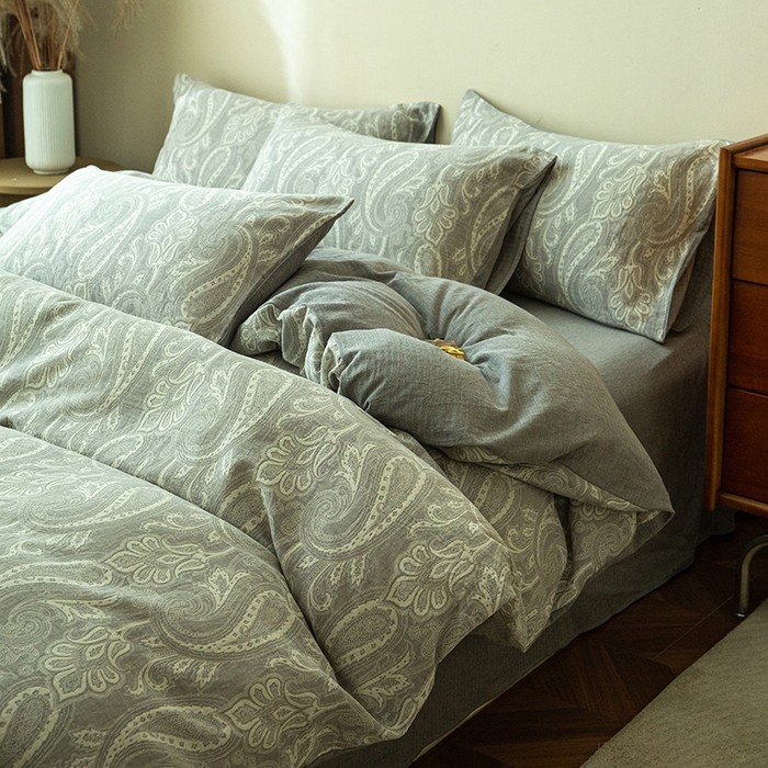 91家纺网 家纺一手货源 找家纺 2025新款A类全棉三层纱四件套 轩谷幽兰