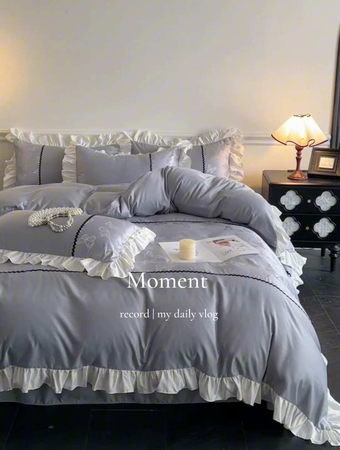 91家纺网 家纺一手货源 找家纺 米彩家纺 2025新款A类水洗真丝亮光浮雕花边四件套 浅灰