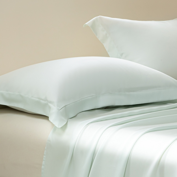 91家纺网 家纺一手货源 找家纺 涵宸家纺  2025新款天丝-天丝棉-纯色单枕套-场景2 枕套-空绿