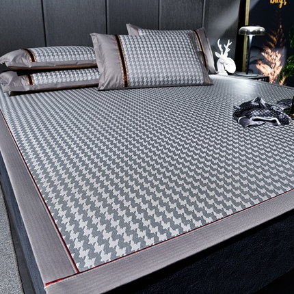 91家纺网 家纺一手货源 找家纺 （总）小牛席业 2025新款粗冰丝千鸟格冰藤席系列凉席藤席冰藤席竹席空调席草席冰丝席豆豆席乳胶席三件套