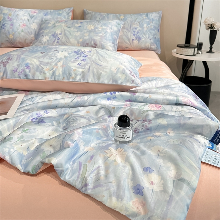 91家纺网 家纺一手货源 找家纺 笙意家纺  2025新款水洗真丝数码印花暗盒款夏被 兰娜