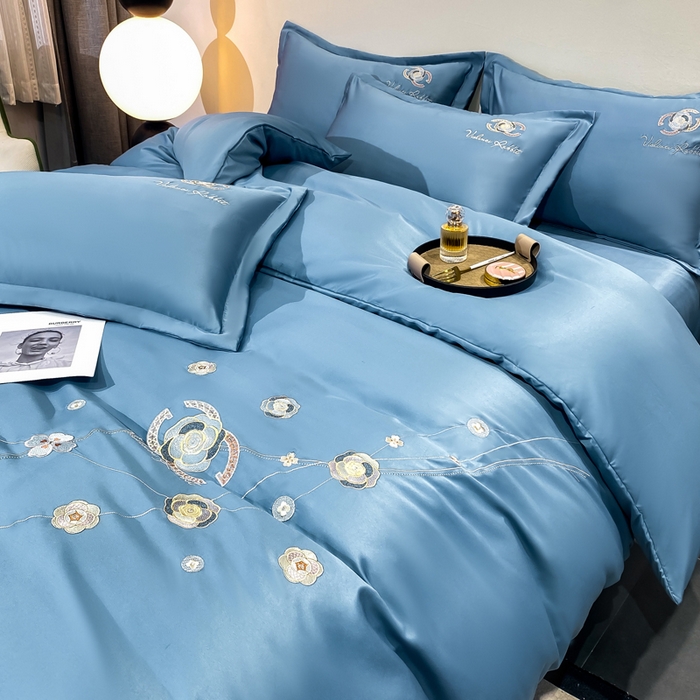 91家纺网 家纺一手货源 找家纺 慧菲 2025新款轻奢水洗天丝四件套-伊恋 伊恋-宾利蓝