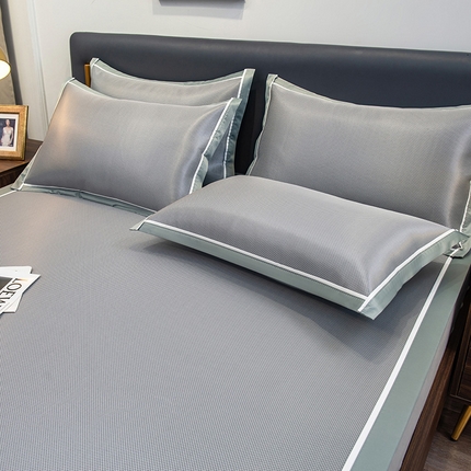 摩妮卡 2025新款碳光席床席款三件套可洗冰丝席 石墨灰