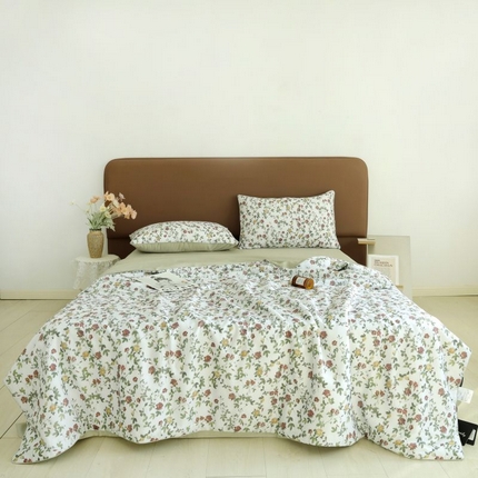 91家纺网 家纺一手货源 找家纺 朵美 2025新款50支天丝印花夏被+夏被四件套 烂漫-红