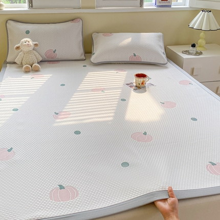 缦卡琳家纺 2025新款按摩豆豆凉席三件套 小南瓜粉色