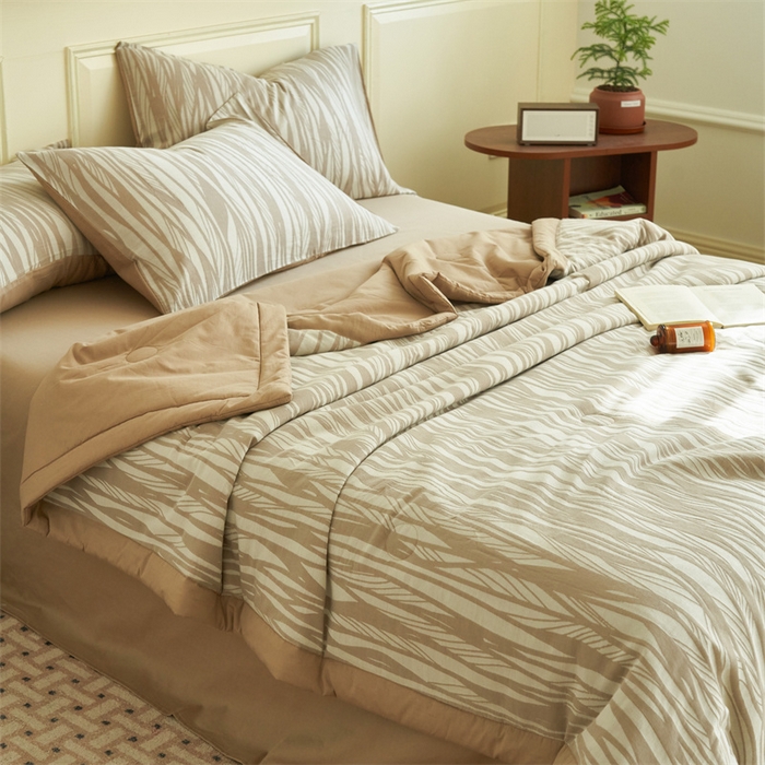 91家纺网 家纺一手货源 找家纺 （总）金鹰 2025新款A类纯棉提花水洗棉全棉空调被大豆夏被四件套