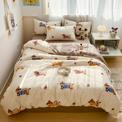 91家纺网 家纺一手货源 找家纺 （总）涵宸家纺 2025新款全棉双层纱印花四件套