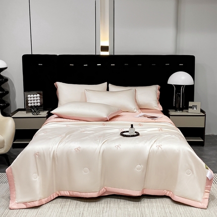 益多眠 2026新款花朵夏被四件套 蝴蝶结奶白粉