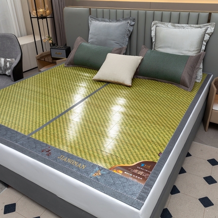 苏迪凉席竹席2025新款竹席凉席冰丝席碳化双面印花藤草席 春色江南-绿