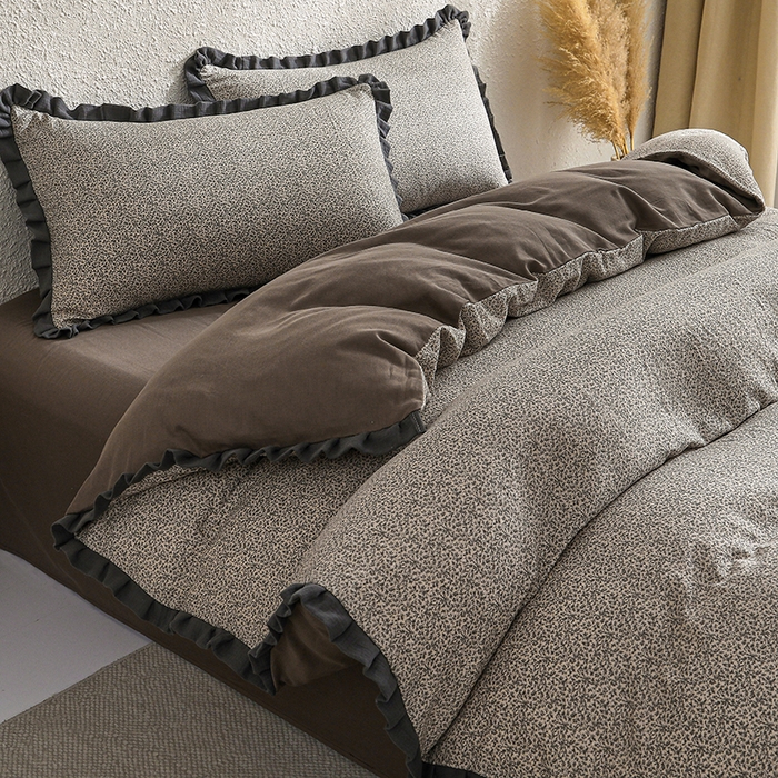 91家纺网 家纺一手货源 找家纺 2025新款A类纯棉双层纱皱皱纱花边四件套（复古风） 苏曼纱