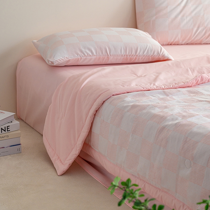 91家纺网 家纺一手货源 找家纺 （总） 吾诺 2025 棋盘格立体提花大豆夏被子被芯夏凉被空调被