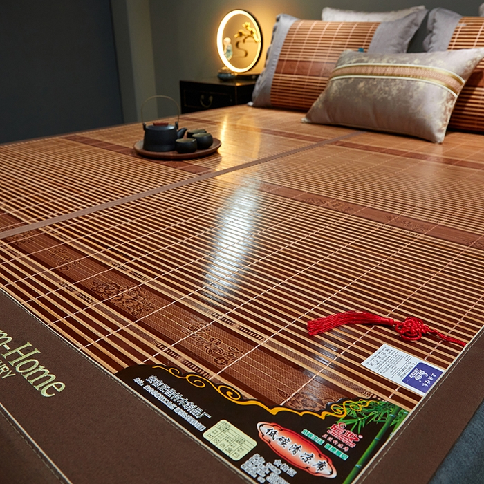 91家纺网 家纺一手货源 找家纺 苏迪凉席竹席2025新款竹席凉席冰丝席碳化双面印花藤草席 国色天香