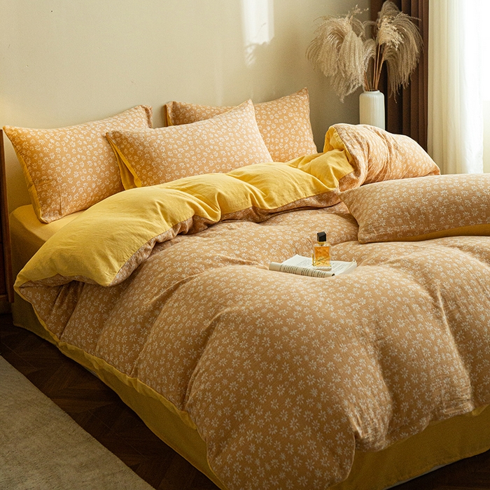 91家纺网 家纺一手货源 找家纺 2025新款A类全棉三层纱四件套 花开