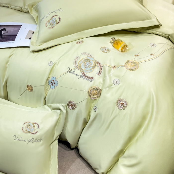 91家纺网 家纺一手货源 找家纺 慧菲 2025新款轻奢水洗天丝四件套-伊恋 伊恋-芥青