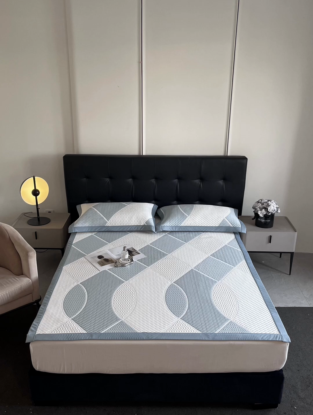 91家纺网 家纺一手货源 找家纺 慕尚家纺 2025新款泡泡大PE提花软席 交织 白蓝