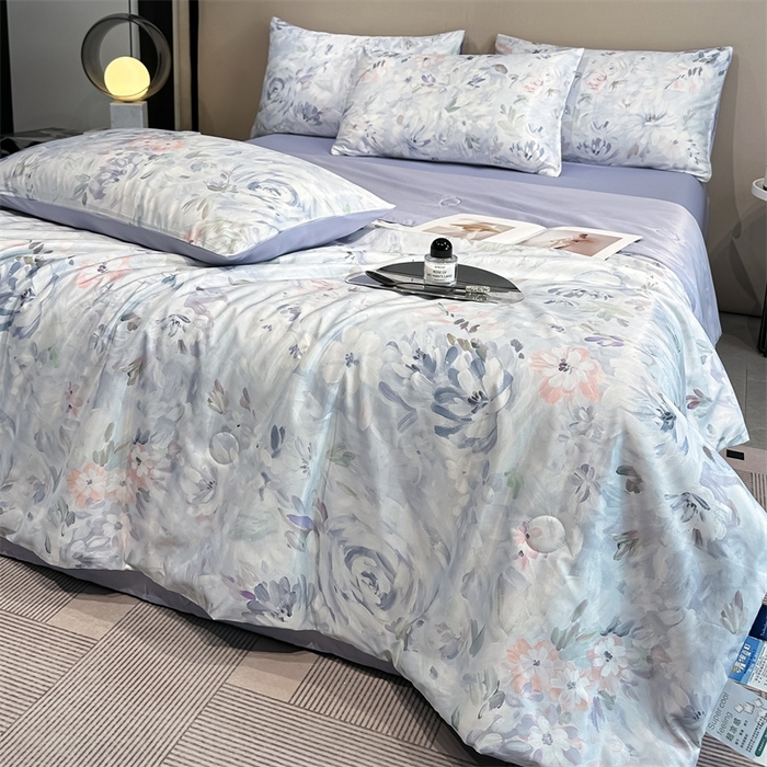 91家纺网 家纺一手货源 找家纺 笙意家纺  2025新款水洗真丝数码印花暗盒款夏被 玫丽盛宴