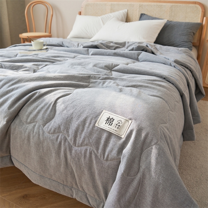91家纺网 家纺一手货源 找家纺 金鹰 2025新款A类纯棉水洗棉色织棉花夏被全棉空调被夏凉被 浅银灰