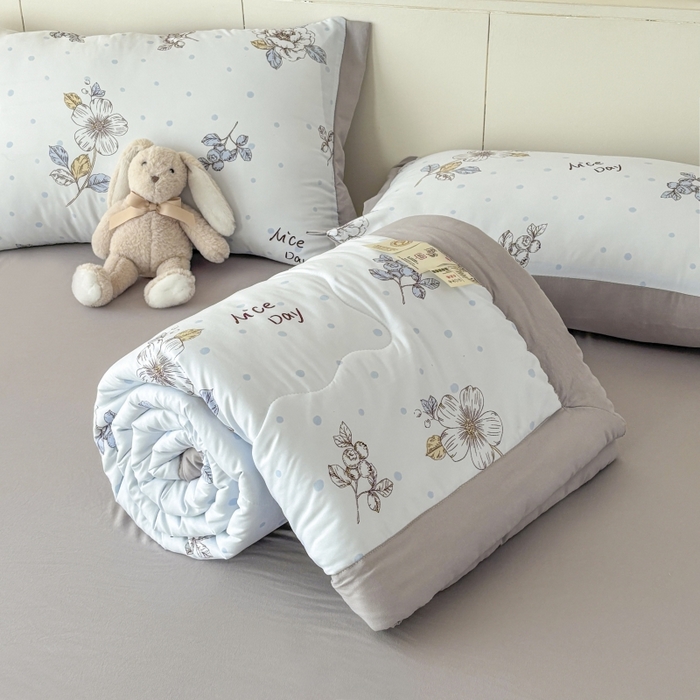 91家纺网 家纺一手货源 找家纺 蕾诺2025春夏新款小清新系列水洗棉夏被夏凉被空调被 幸运波点