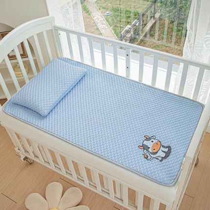 宅部落 2025新款凉感豆豆儿童卡通凉席 小牛牛-深蓝