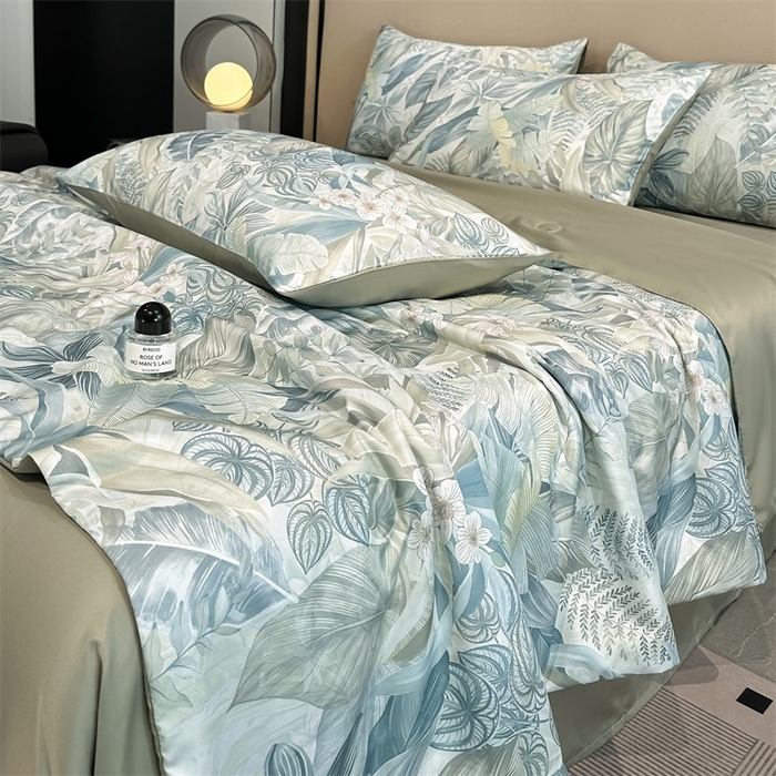 91家纺网 家纺一手货源 找家纺 笙意家纺  2025新款水洗真丝数码印花暗盒款夏被 清墨