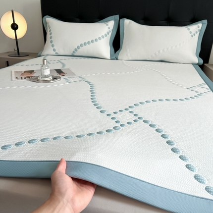慕尚家纺 2025新款泡泡大PE提花软席 小圆点 白蓝