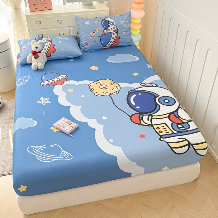 91家纺网 家纺一手货源 找家纺 金爱家2025新款全棉大版印花单品系列-纯棉太空人 单品-环游太空人