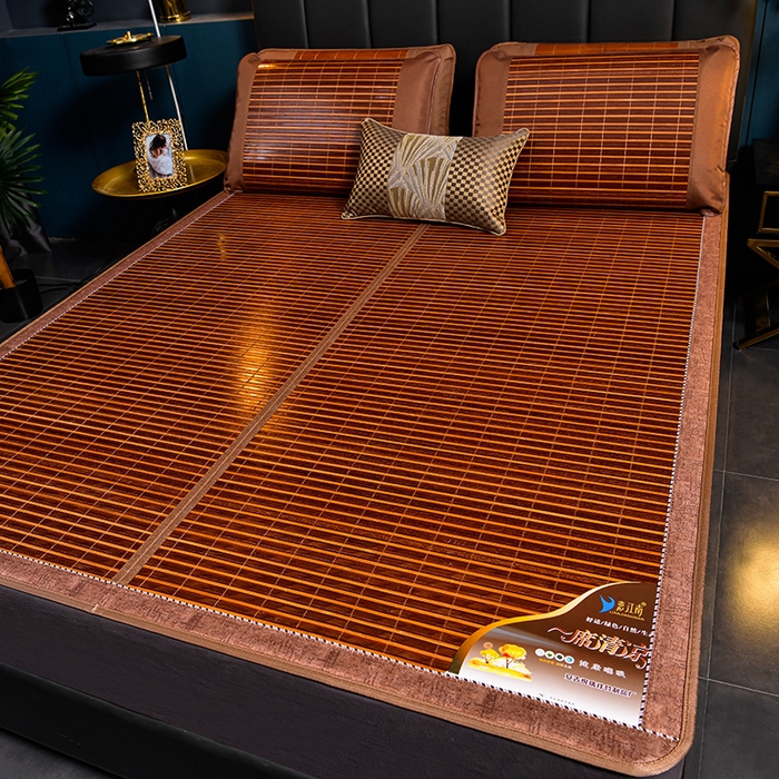 91家纺网 家纺一手货源 找家纺 苏迪凉席竹席2025新款竹席凉席冰丝席碳化双面印花藤草席 红木纹