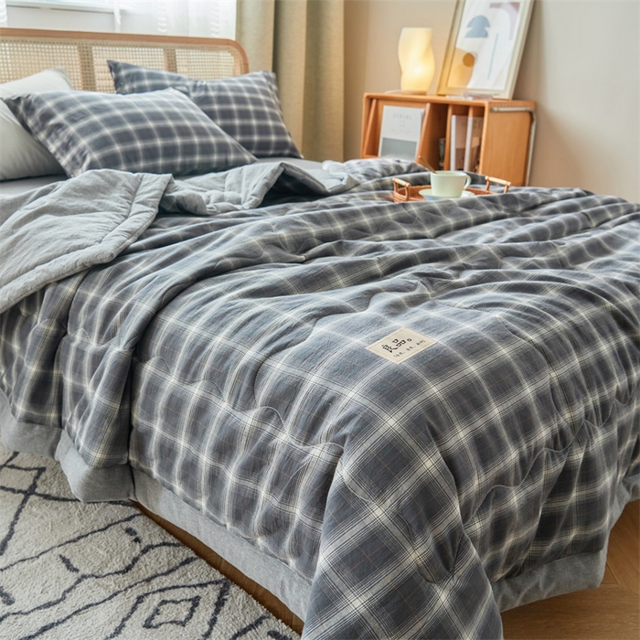 91家纺网 家纺一手货源 找家纺 2025新款A类纯棉水洗棉色织棉花夏被四件套全棉空调被夏凉被 优卡生活