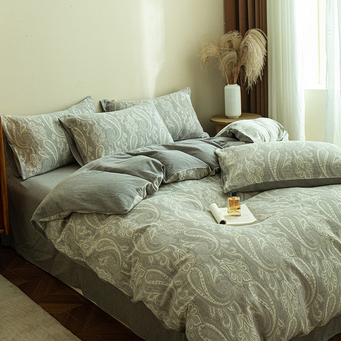 91家纺网 家纺一手货源 找家纺 2025新款A类全棉三层纱四件套 轩谷幽兰