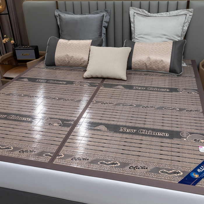 91家纺网 家纺一手货源 找家纺 苏迪凉席竹席2025新款竹席凉席冰丝席碳化双面印花藤草席 北欧印象-灰