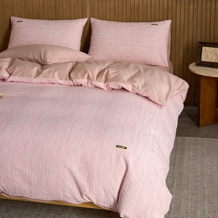 91家纺网 家纺一手货源 找家纺 安莱生活 2025 全棉立体色织提花四件套 摩卡粉