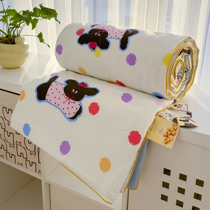 91家纺网 家纺一手货源 找家纺 贝扬思 2025新款水洗皱皱纱系列夏被夏凉被空调被（风格一） 波点小狗