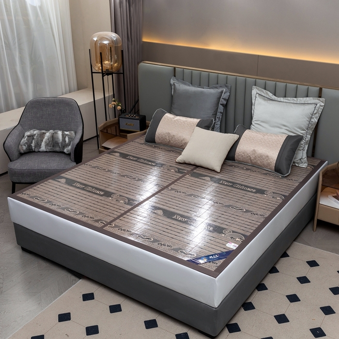 91家纺网 家纺一手货源 找家纺 苏迪凉席竹席2025新款竹席凉席冰丝席碳化双面印花藤草席 北欧印象-灰