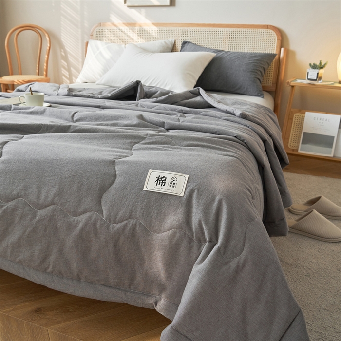 91家纺网 家纺一手货源 找家纺 金鹰 2025新款A类纯棉水洗棉色织棉花夏被全棉空调被夏凉被 绅士灰
