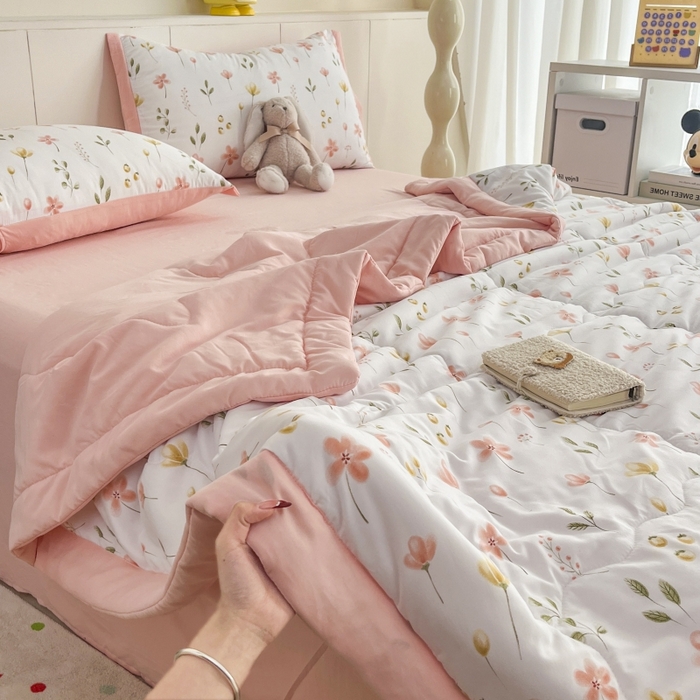 91家纺网 家纺一手货源 找家纺 梦舒羽2025新款小清新系列水洗棉夏被 夏日恋情