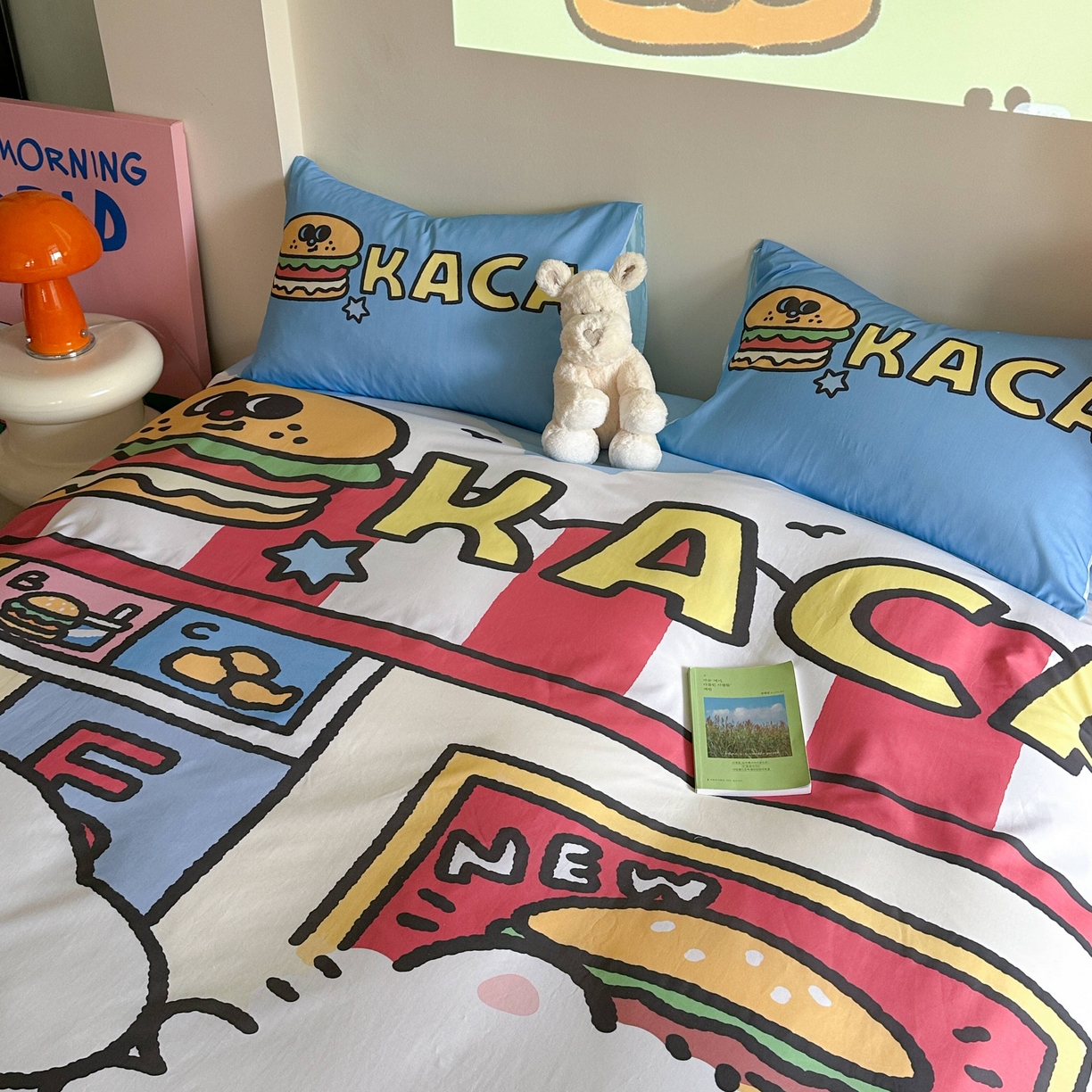 91家纺网 家纺一手货源 找家纺 美乐迪家纺 2025新款大版全棉四件套 汉堡伙伴