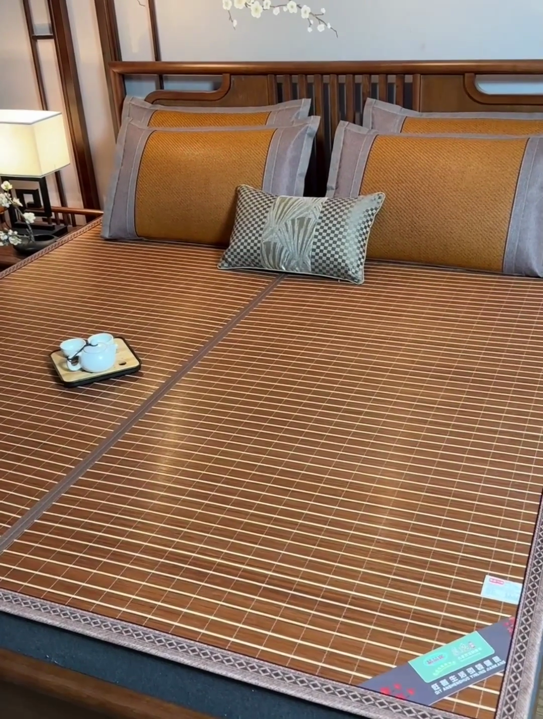 91家纺网 家纺一手货源 找家纺 苏迪凉席竹席2025新款竹席凉席冰丝席碳化双面印花藤草席 碳化岁月