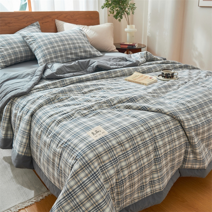 91家纺网 家纺一手货源 找家纺 2025新款A类纯棉水洗棉色织棉花夏被四件套全棉空调被夏凉被 温尼烟兰