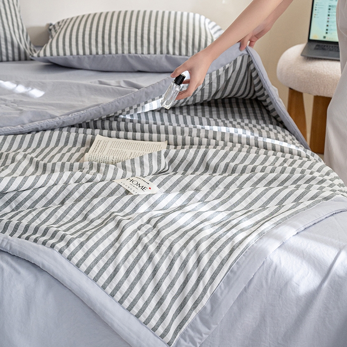 91家纺网 家纺一手货源 找家纺 吾诺 2025 色织立体泡泡棉彩虹系列大豆夏被子被芯夏凉被空调被 彩虹-灰