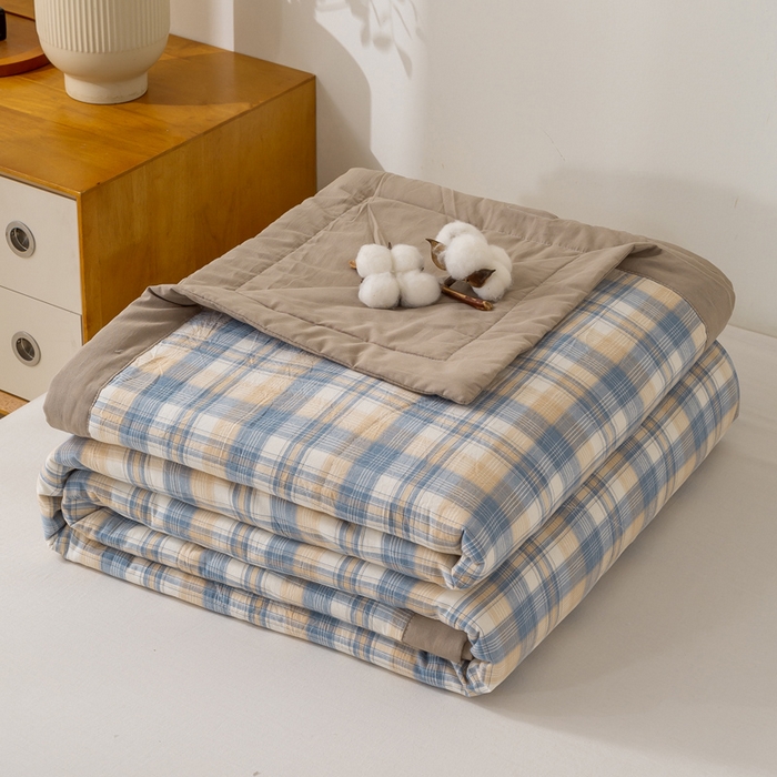 91家纺网 家纺一手货源 找家纺 美梦之都2025新款A类色织水洗棉夏被新疆棉花被空调被夏凉被被子被芯 贝拉-咖