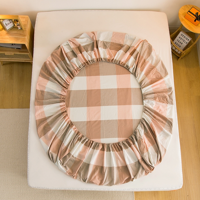 91家纺网 家纺一手货源 找家纺 柠萌家居 2025新款A类全棉色织水洗棉单床笠 玉大格