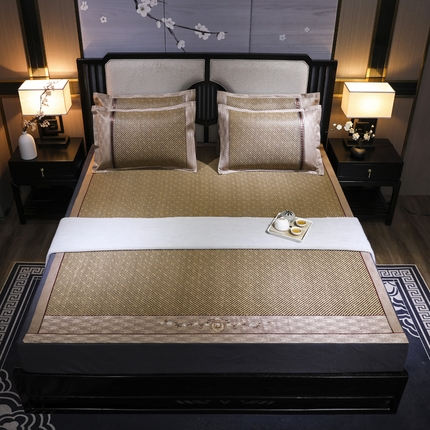 91家纺网 家纺一手货源 找家纺 （总）小牛席业 2025新款绣花古藤凉席【双面席】凉席藤席冰藤席竹席空调席草席冰丝席豆豆席乳胶席三件套