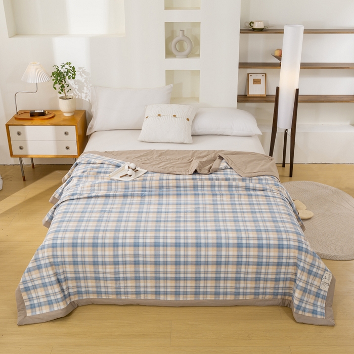 91家纺网 家纺一手货源 找家纺 美梦之都2025新款A类色织水洗棉夏被新疆棉花被空调被夏凉被被子被芯 贝拉-咖