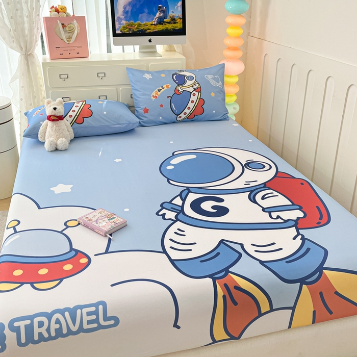 91家纺网 家纺一手货源 找家纺 （总）金爱家2025新款全棉大版印花单品系列-纯棉太空人