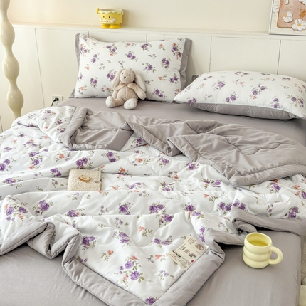 91家纺网 家纺一手货源 找家纺 （总）梦舒羽2025新款小清新系列水洗棉夏被